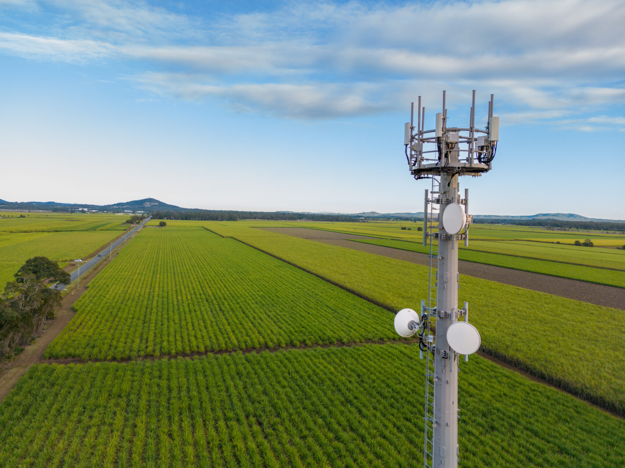 5G Network Tower on sugar cane farm in rural Australia